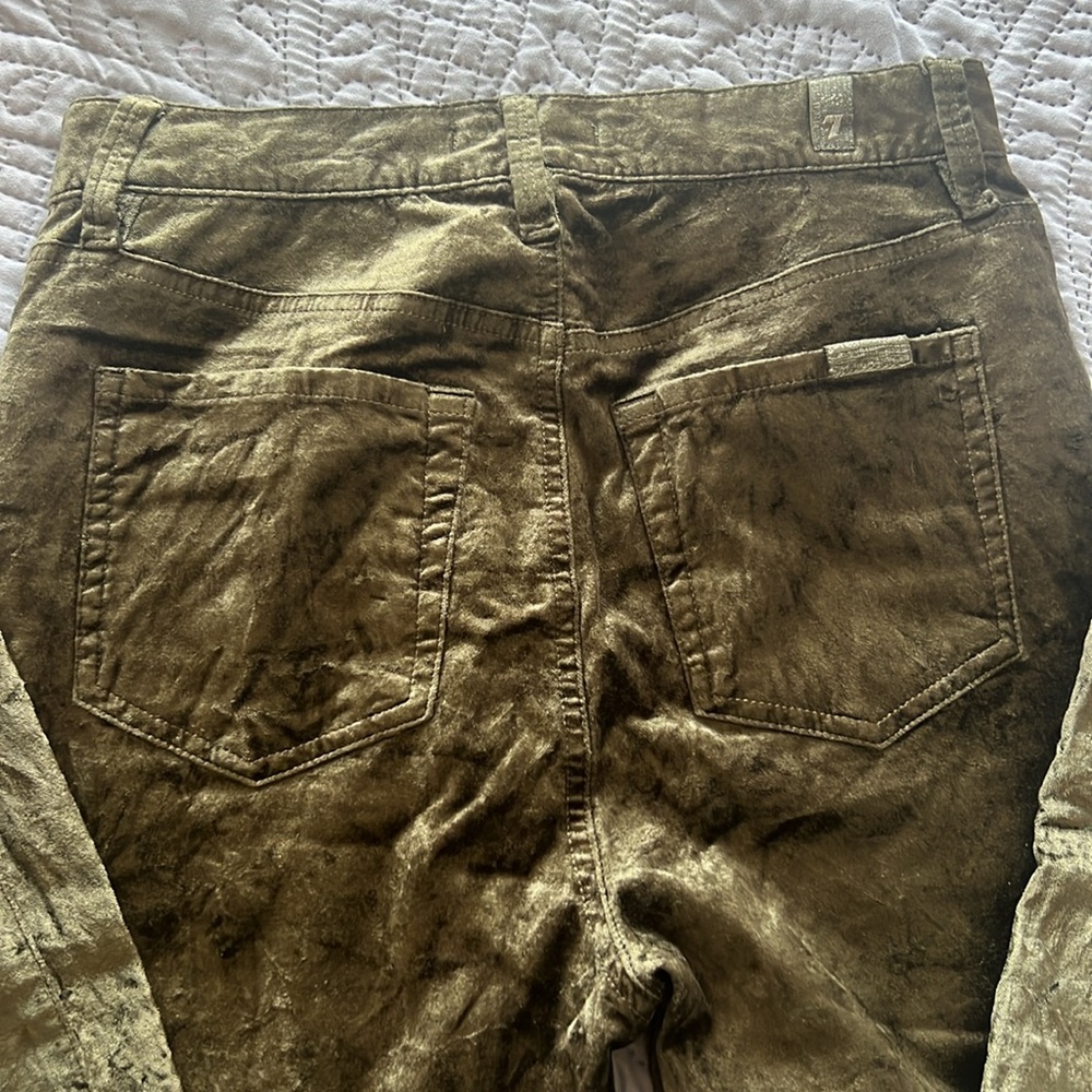7 for All mankind high waist Velvet Olive Green Pants - Picture 7 of 8